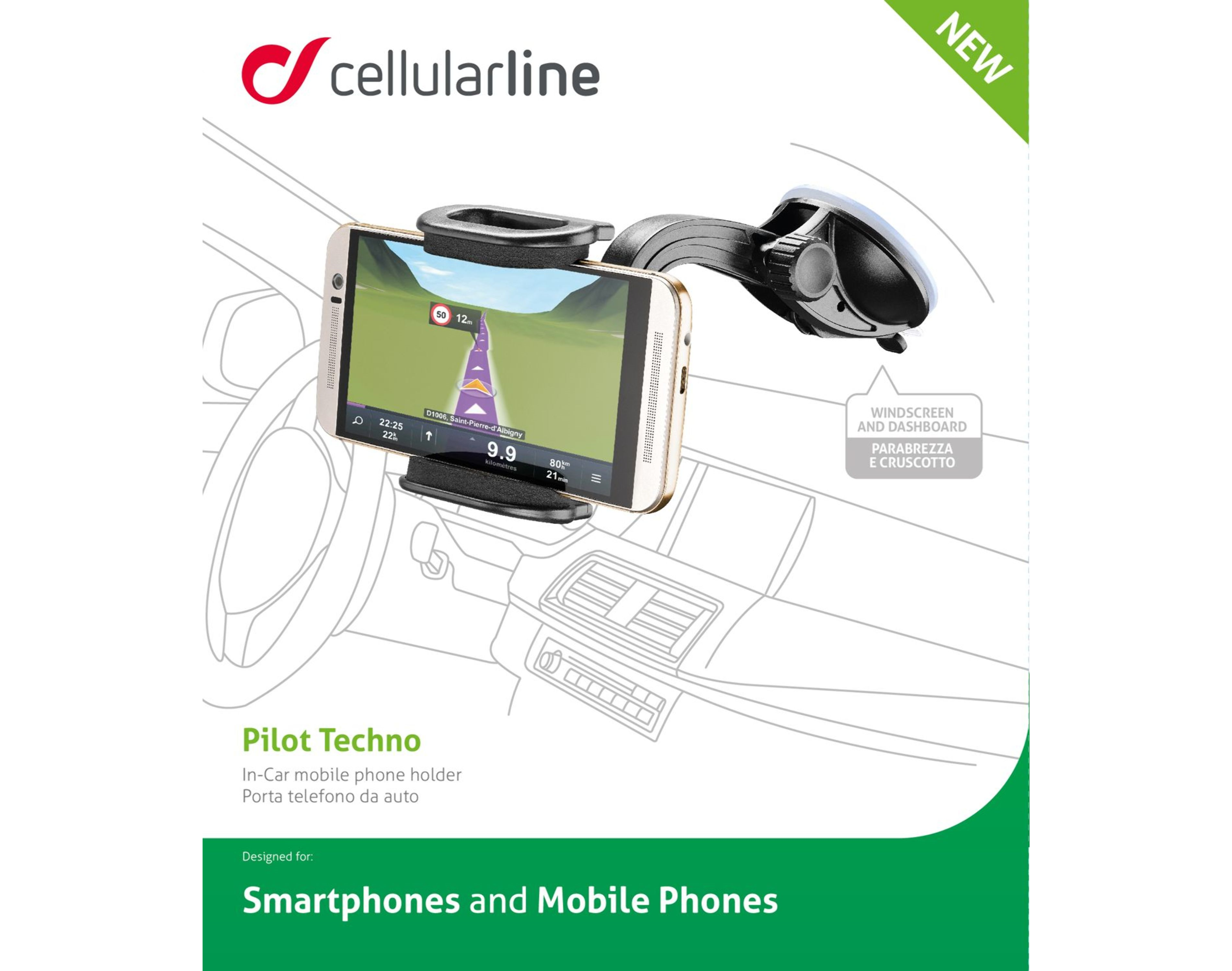 SUPORTE PARA CARRO CELLULARLINE DUPLA FIXAÇÃO