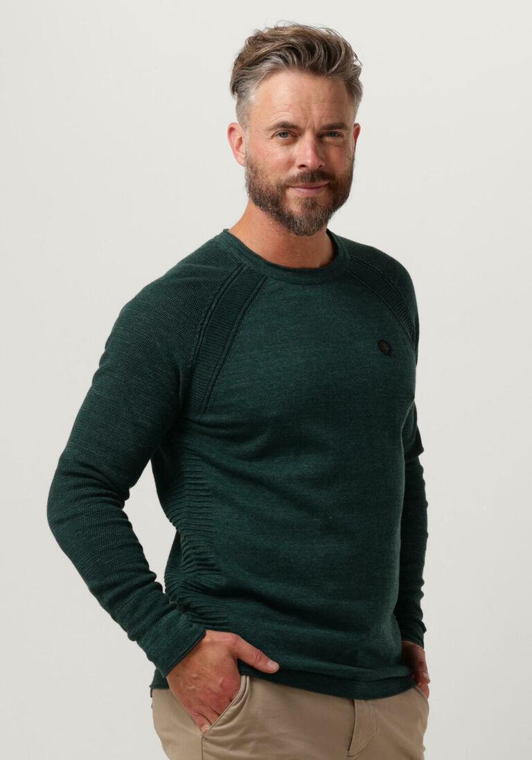 CAST IRON groene cast iron trui crewneck cotton heather plated crewneck