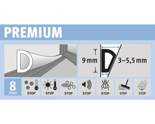 fix-o-moll D-profielafdichting, zelfklevend, bruin, 6 m, 6 x 9 mm