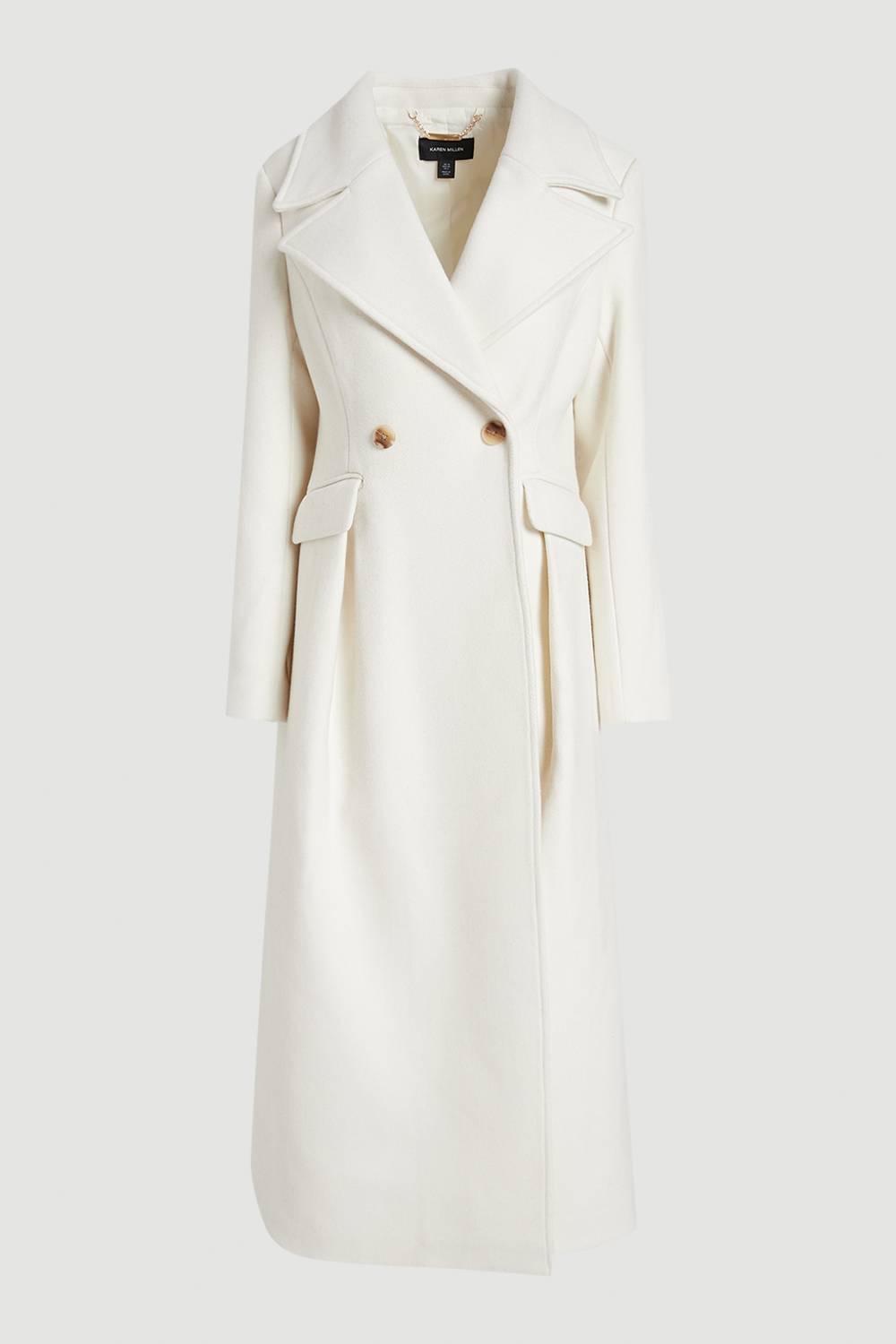 KarenMillen Manteau Midi En Laine Avec Jupe Évasée Structurée