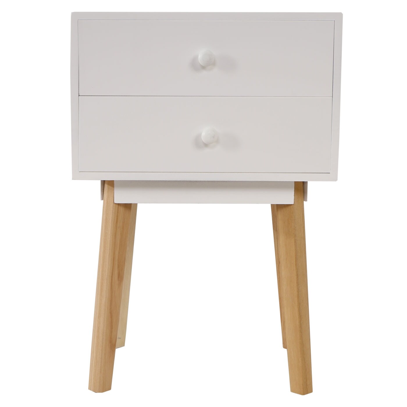 Kommode Vaasa T271, Beistelltisch Nachttisch Schrank, Retro-Design 59x40x30cm ~ Schublade weiß