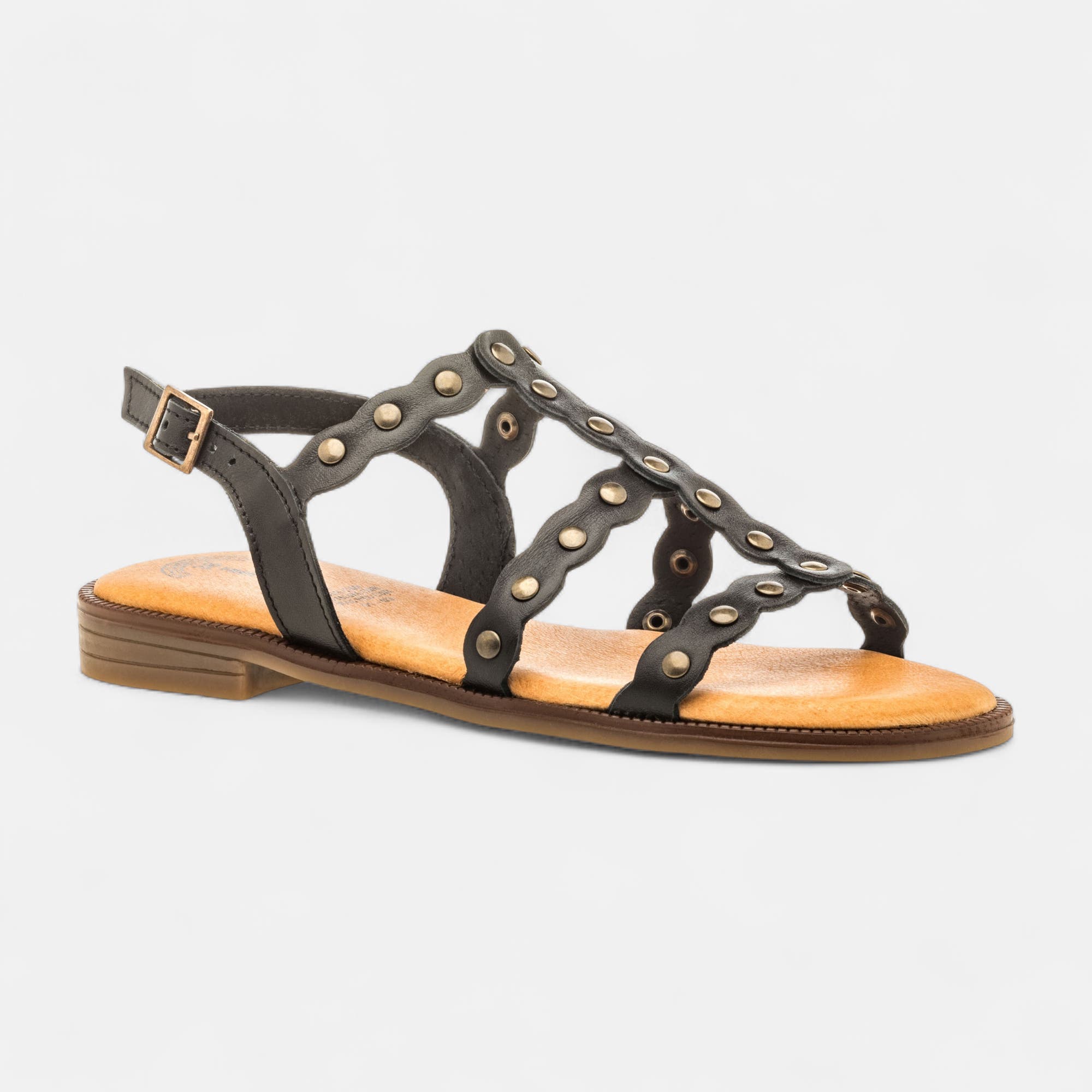 Nu-pieds Femme en cuir noir