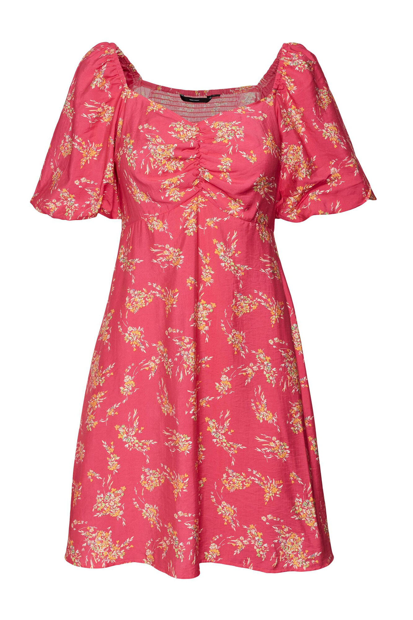 Vestido curto de manga 2/4 - Rosa