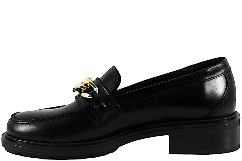 TOMMY HILFIGER CHAIN LOAFERS I SORT GLAT SKIND