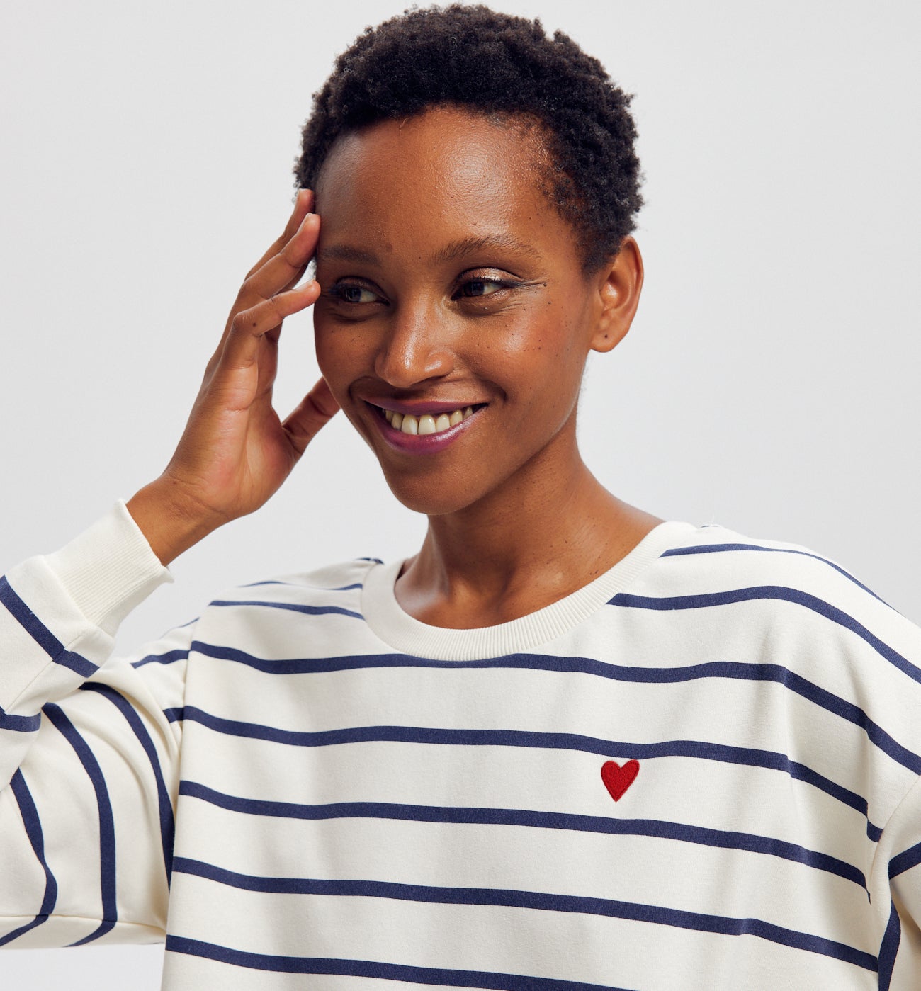 Sweat-shirt rayé Femme - Rayé marine