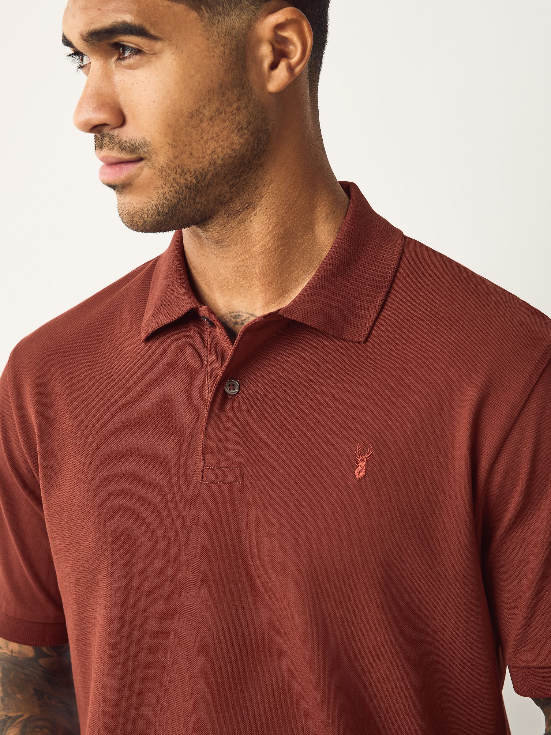Roestrood - Normale Pasvorm - Long-Sleeve Pique Polo Shirt