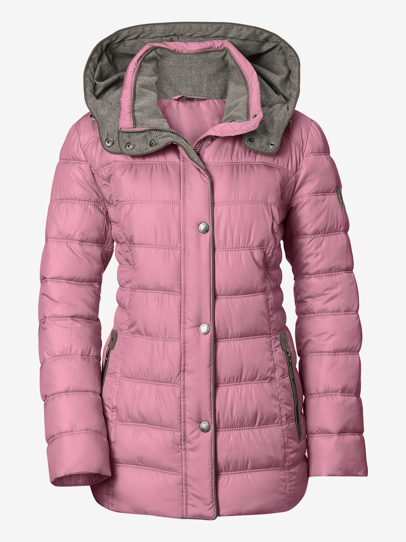 Veste décontractée col montant capuche doublure contrastée