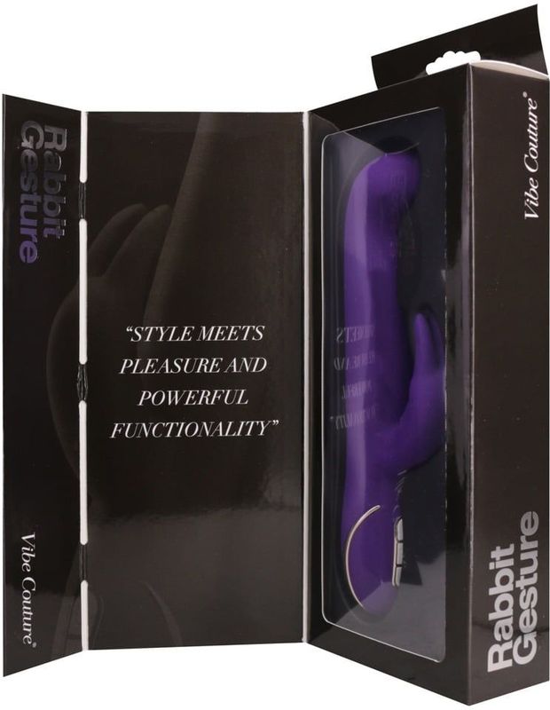 Vibe Couture – Rabbit Gesture Siliconen Rabbit Vibrator met Elegante Afwerking en Verfijnde Decoraties – 22 cm – Paars