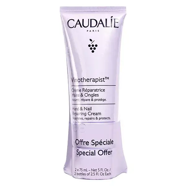 Creme para mãos e unhas Caudalie Vinotherapist, embalagem com 2 unidades de 75ml