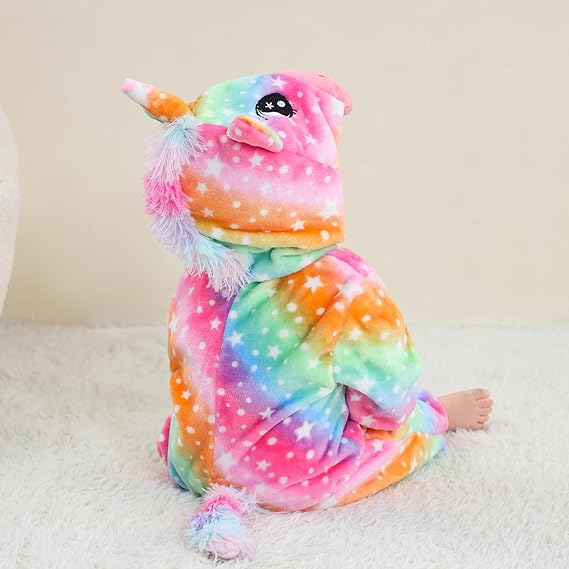 (85-90cm) Fasnachts Kinder Kostüm Einhorn Plüsch Overall Verkleidung für Motto Partys / Halloween - Bunt