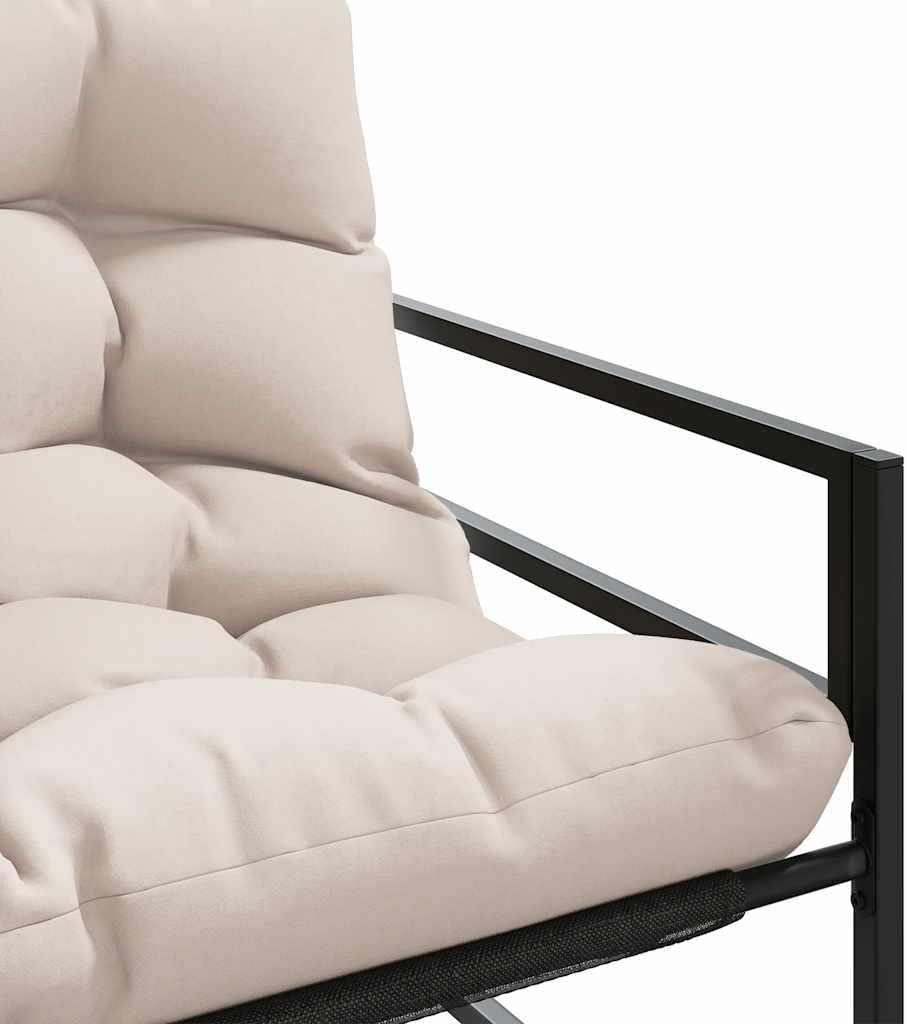 vidaXL Gartenbank mit Kissen Taupe 113 cm Stahl, Bank, Parkbank, Outdoor Bank, Außenbank, Terrassenbank, Sitzbank