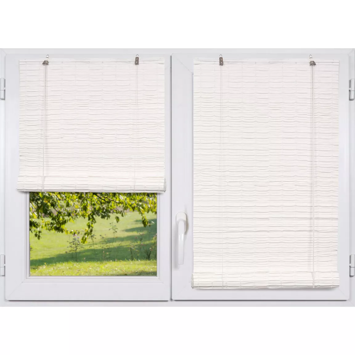 Store enrouleur extérieur effet rotin (120 x 180 cm) Tanoa Blanc