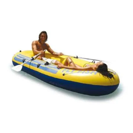 Happy People 77011 Schlauchboot Seewolf mit Aluminium Paddel und Blasebalg