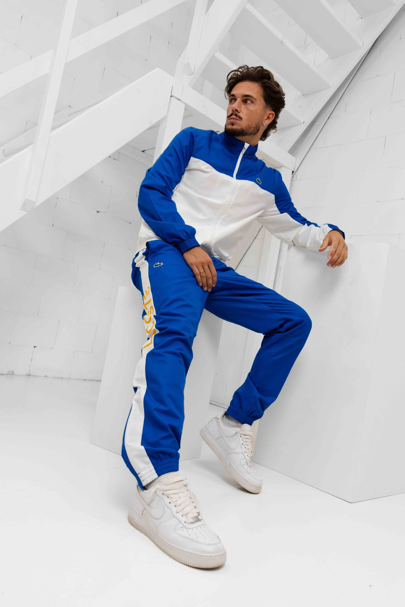 Lacoste Sport Print Trainingspak Heren Wit/Blauw