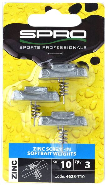 Têtes plombées à visser Spro Zinc Screw-In Softbait Weights (3 pcs) (Sans plomb)