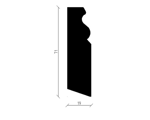 Plint, ruw sparrenhout, 19 x 71 x 2400 mm