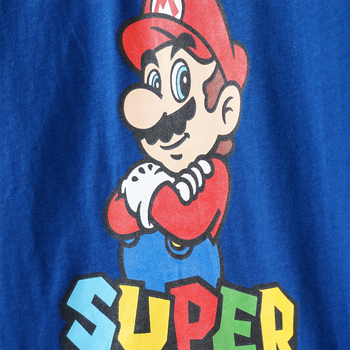 Topolino Super Mario Schlafanzug mit großem Print dunkelblau / hellgrau