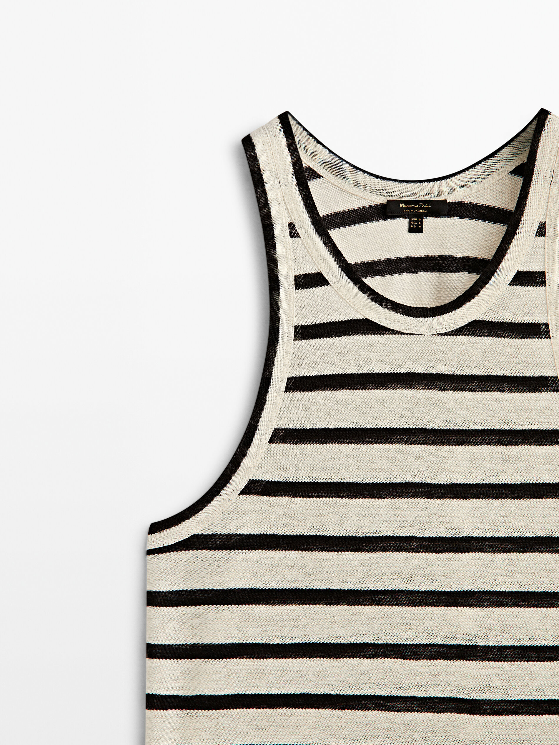 Camiseta rayas linho manga sisa - RAW