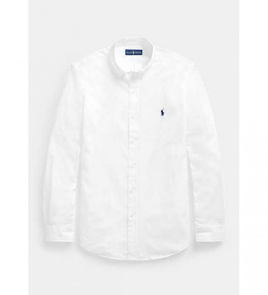 Camisa Ralph Lauren branca de popeline stretch com corte personalizado