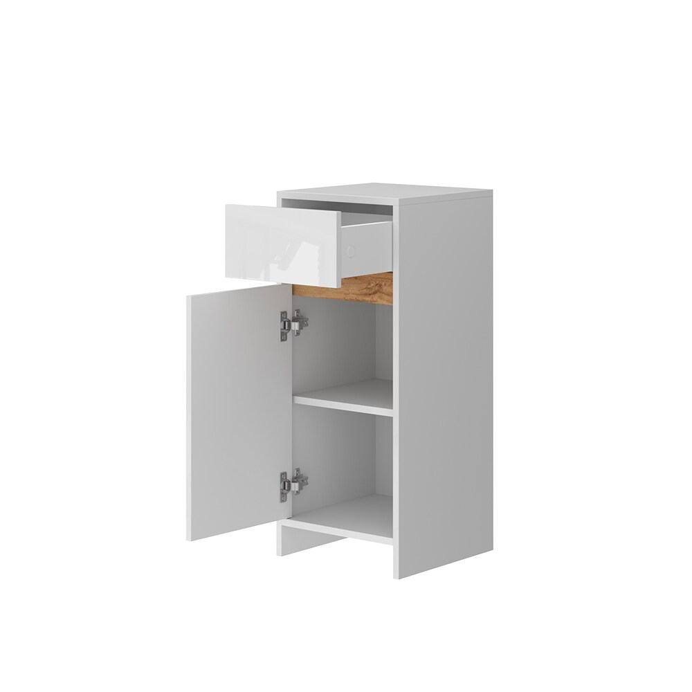 Vicco Midischrank Detmold Weiß Eiche 35 x 82 cm mit Tür und Schublade