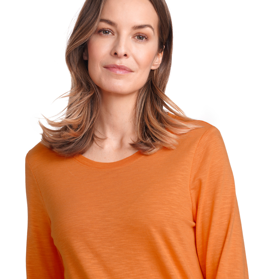 Gina Benotti Damen Langarmshirt unifarben orange
