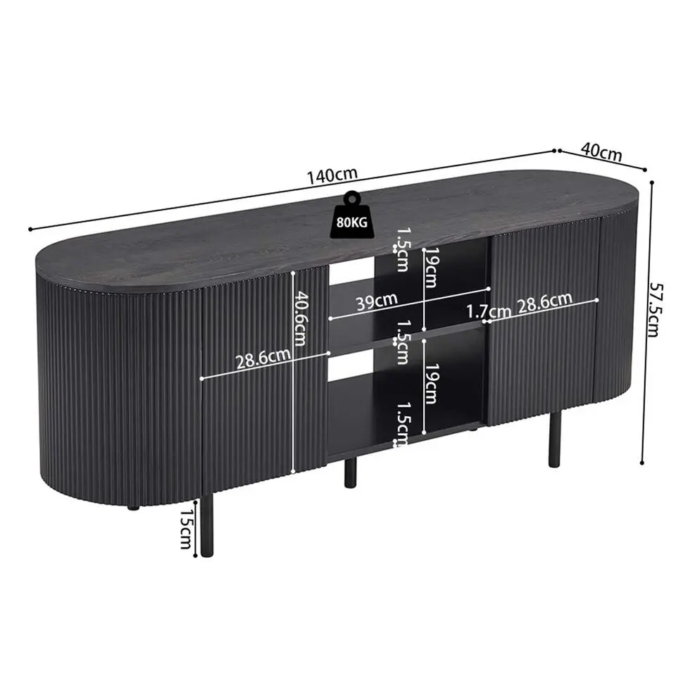 Rousseau tv-meubel Lagos - 140 x 40 x 58 cm - Donkerbruin