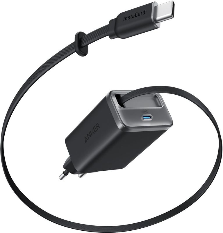 Anker - Nano - Oplader - Zwart - 35W met Ingebouwde USB-C Kabel