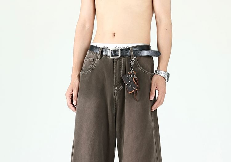 Orungeetun - Mid Rise Washed Wide Leg Jeans