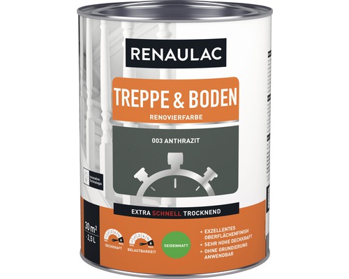 RENAULAC houtlak voor trappen en vloeren, satijnglans, antraciet, 2,5 L