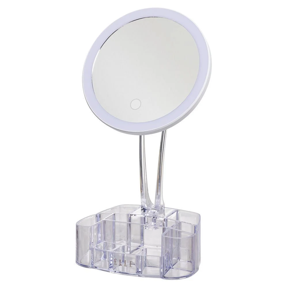 Miroir à LED avec rangement transparent