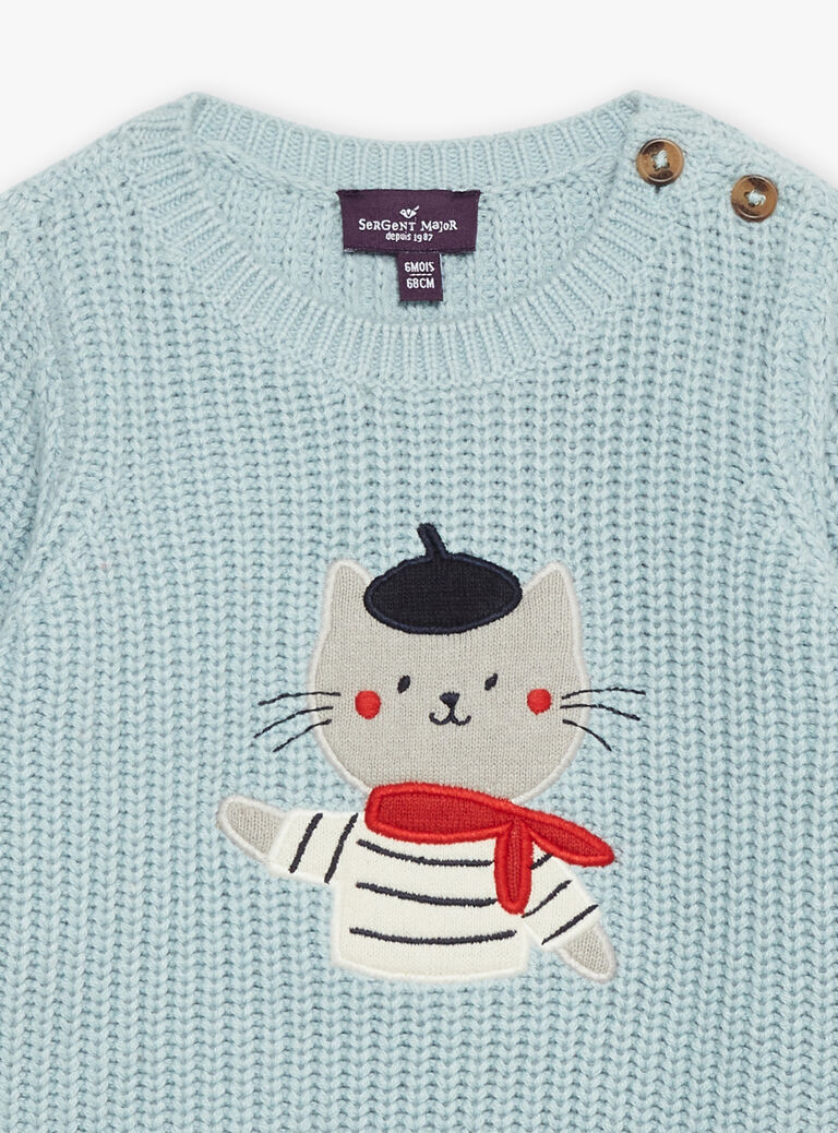 Pull bleu-gris en tricot