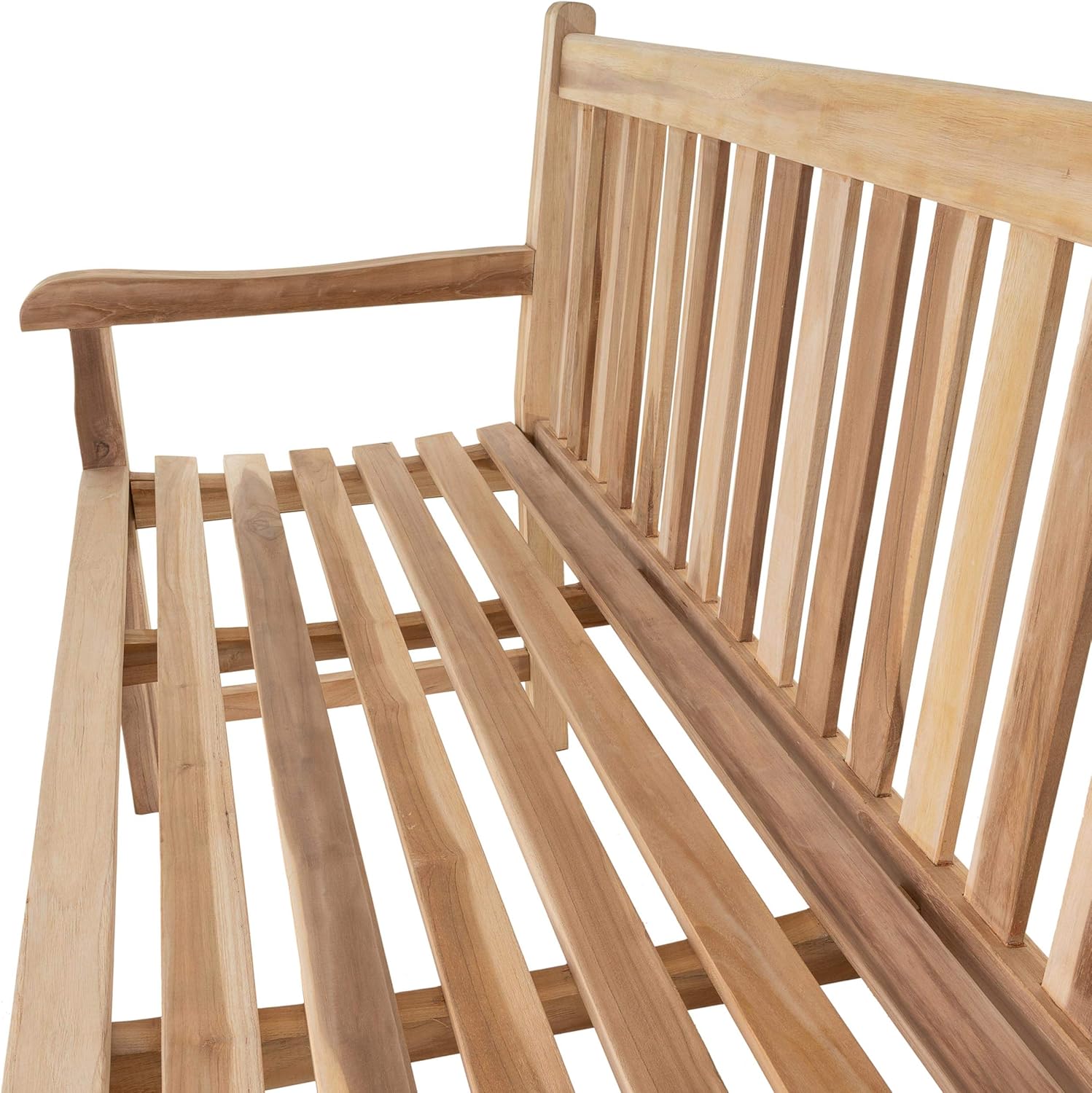 Divero 3-Sitzer Gartenbank Palermo aus zertifiziertem Teak-Holz, unbehandelt - wetterfest – Länge: 150 cm – Farbe: Braun