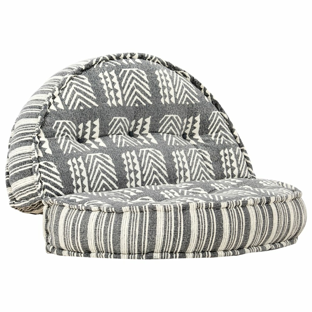 Pouf 100x20 cm gris rayé tissu