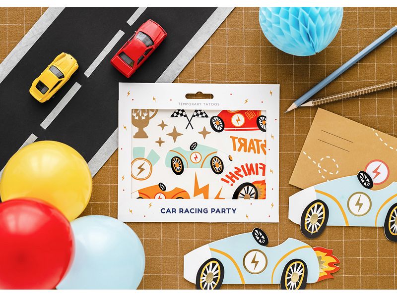 Partydeco Tattoo Set Auto 11 Motive Temporäre Tattoos für Kinder