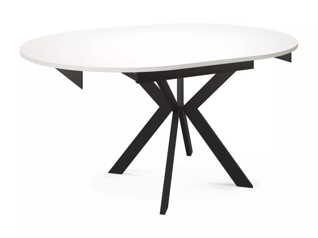 Table à Manger Extensible Ronde Avec Pieds En Métal Noir - Rangement Des Extensions à L'intérieur - Table Ronde Style Industriel Pour Salon Séjour - Gain De Place -