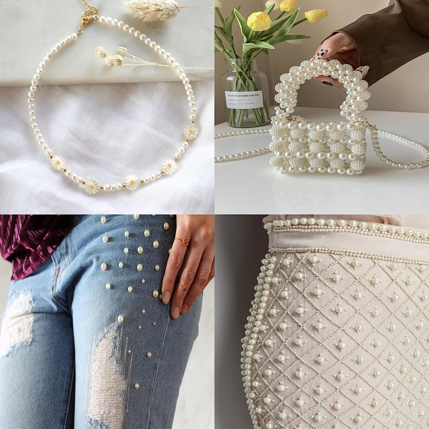 (140er Set) 8mm Deko Perlen DIY Bastel Schmuck Zwischenperle im Perlmutt Look für Armband / Kette