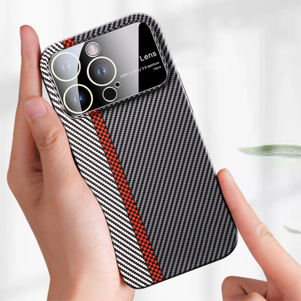 iPhone 14 Pro Hardcase Hülle im Carbon Look mit Kameraglasschutz - Lila