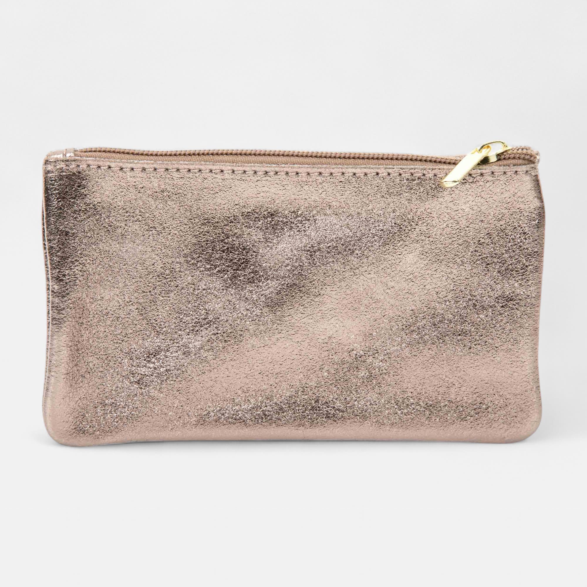 Petite maroquinerie en cuir bronze