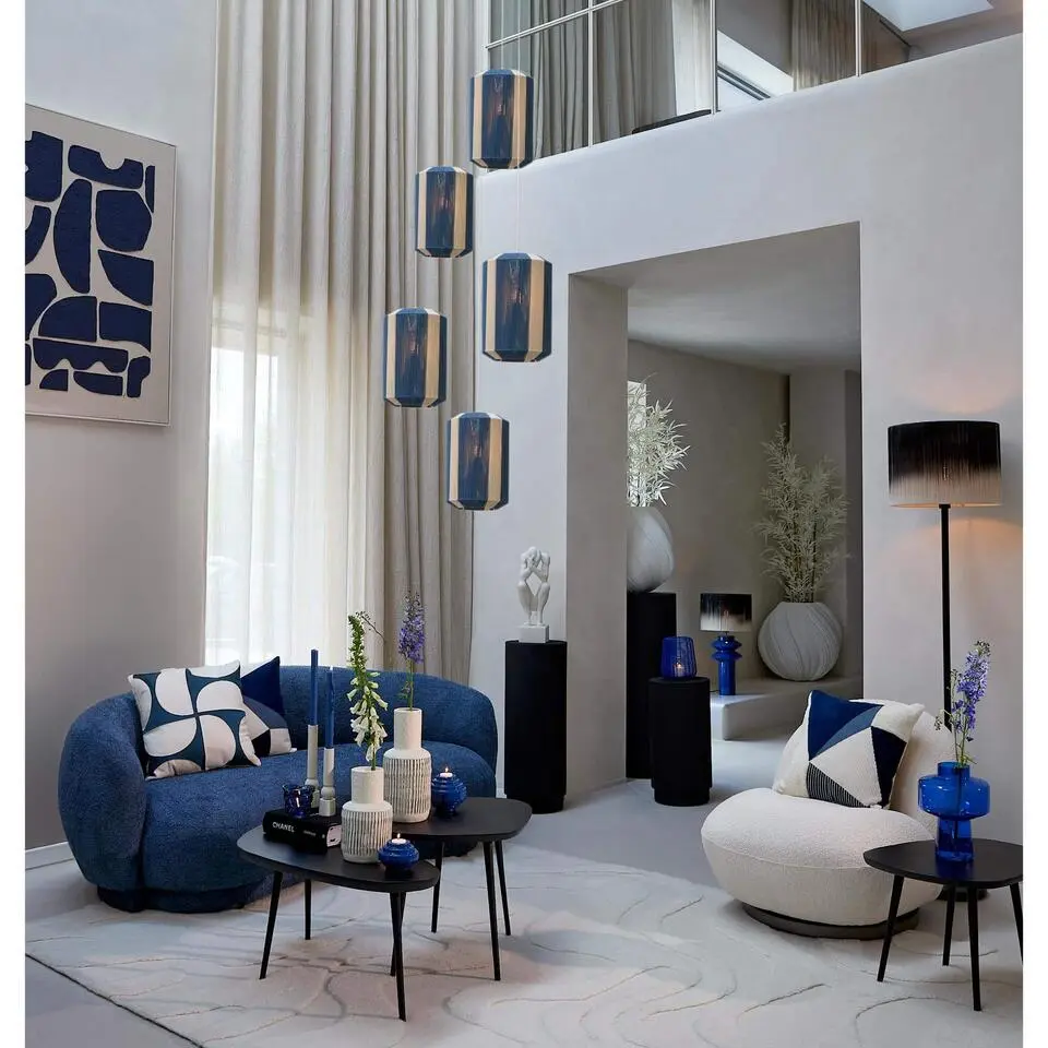 Light & Living - Kozana hanglamp Ø36x43 cm - blauw crème