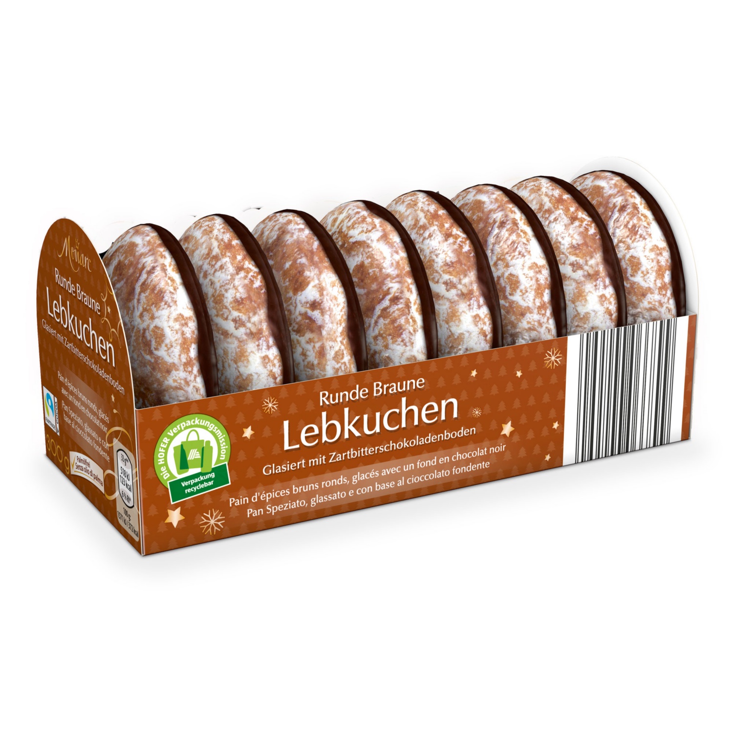 MONARC Runde braune Lebkuchen, glasiert 300 g