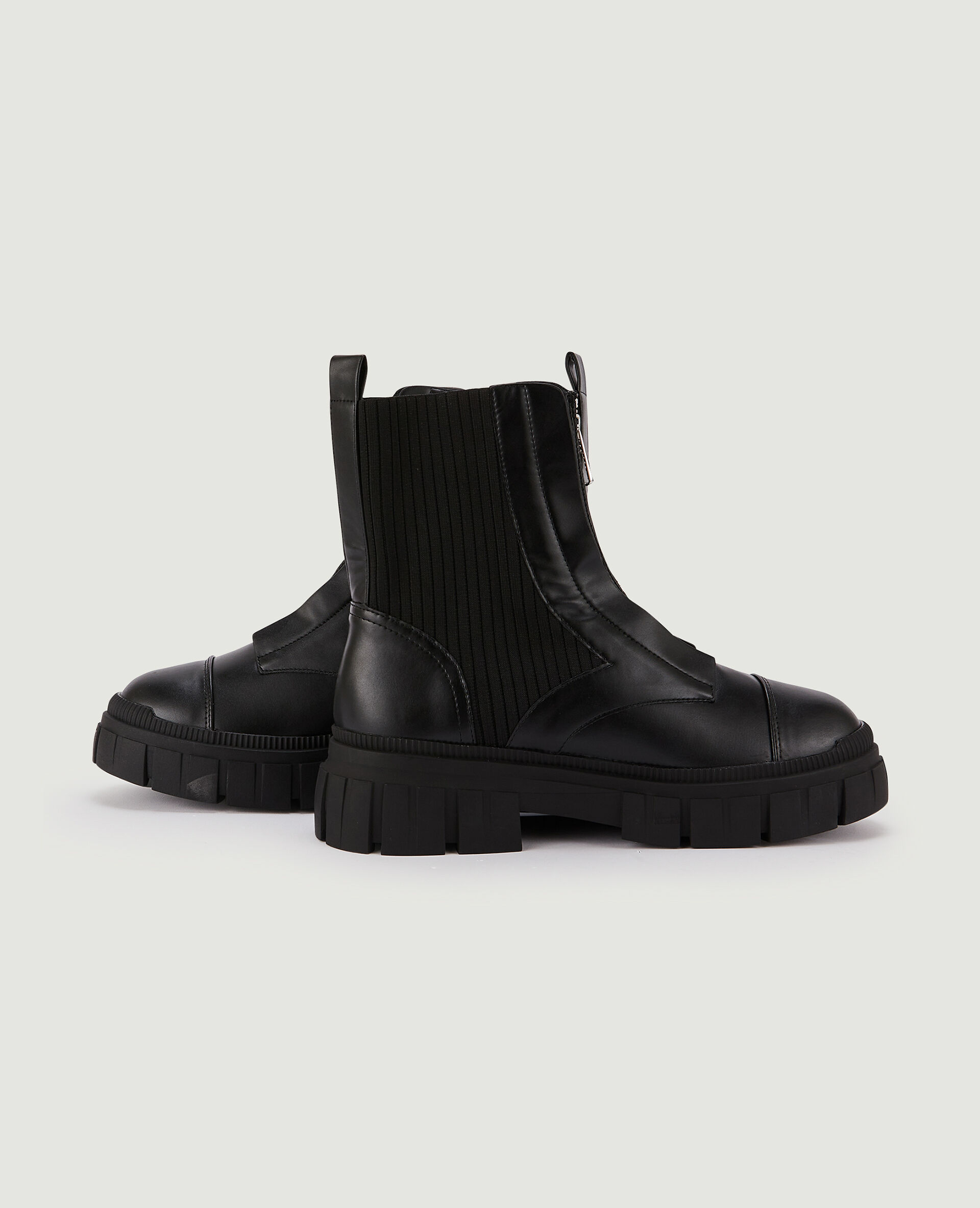 Boots zippées bimatières - Noir