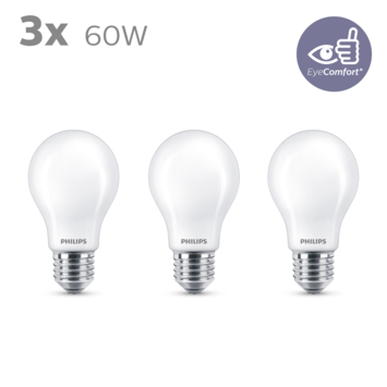 Philips LED peer E27 60W 3 stuks mat niet dimbaar