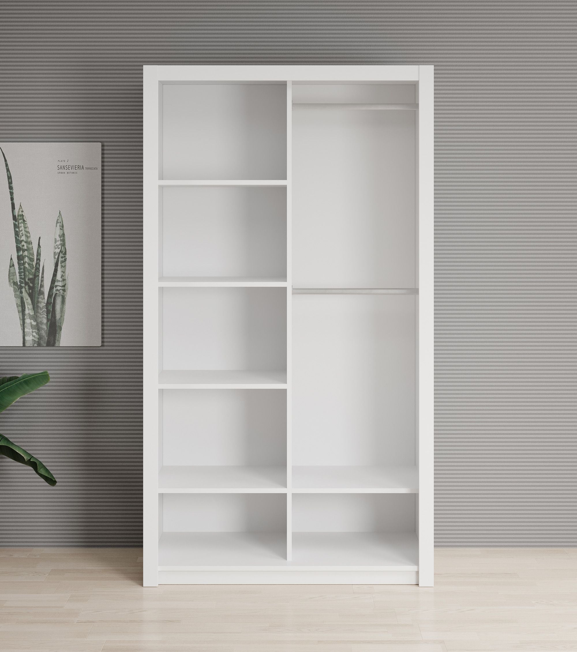 Blake - Kledingkast met spiegel - Wit - 120x62x215 cm