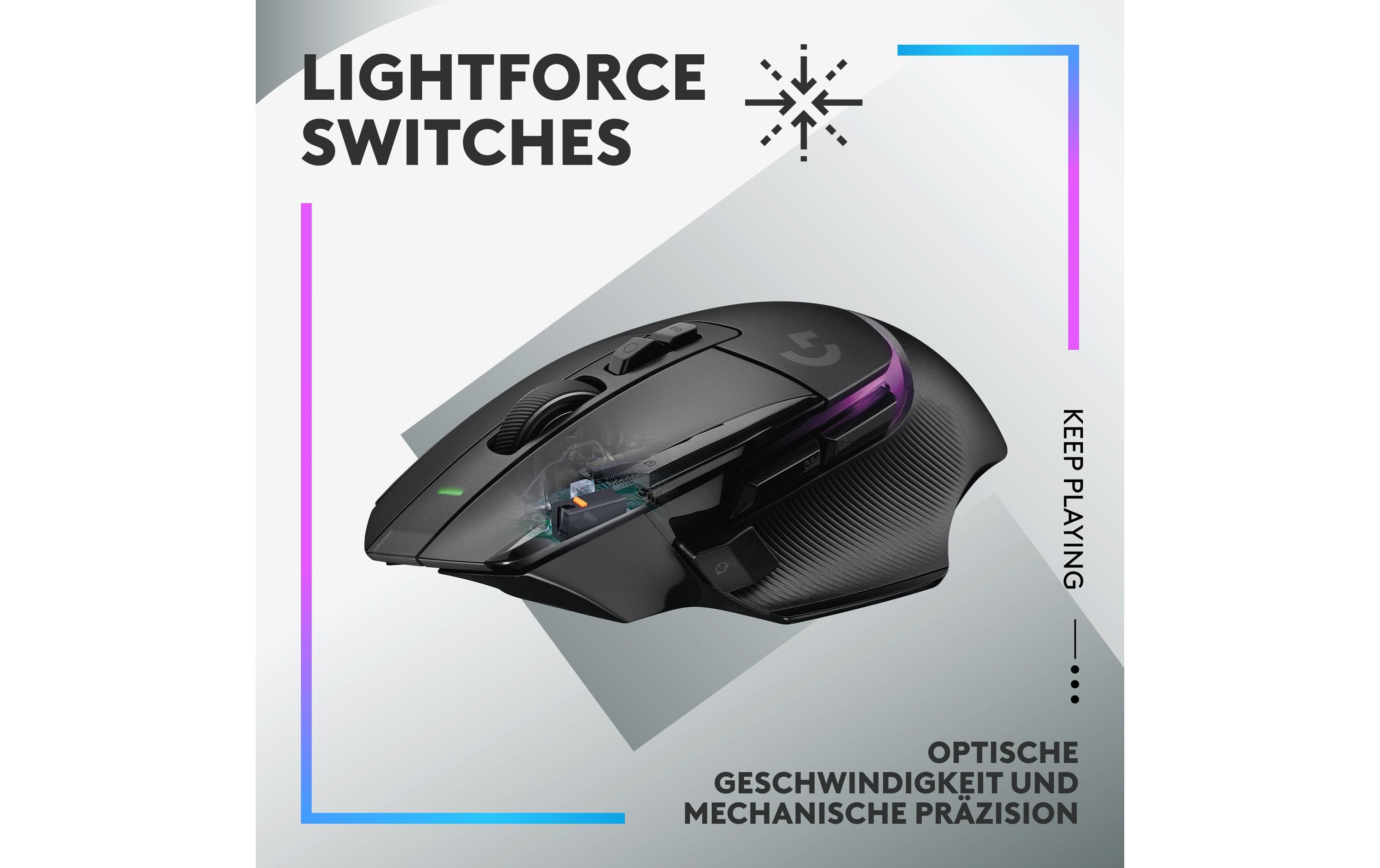 Gaming-Maus G502 X Plus Schwarz<br>Kabellose Lightspeed Gaming-Maus mit «Lightsync»-RGB-Beleuchtung