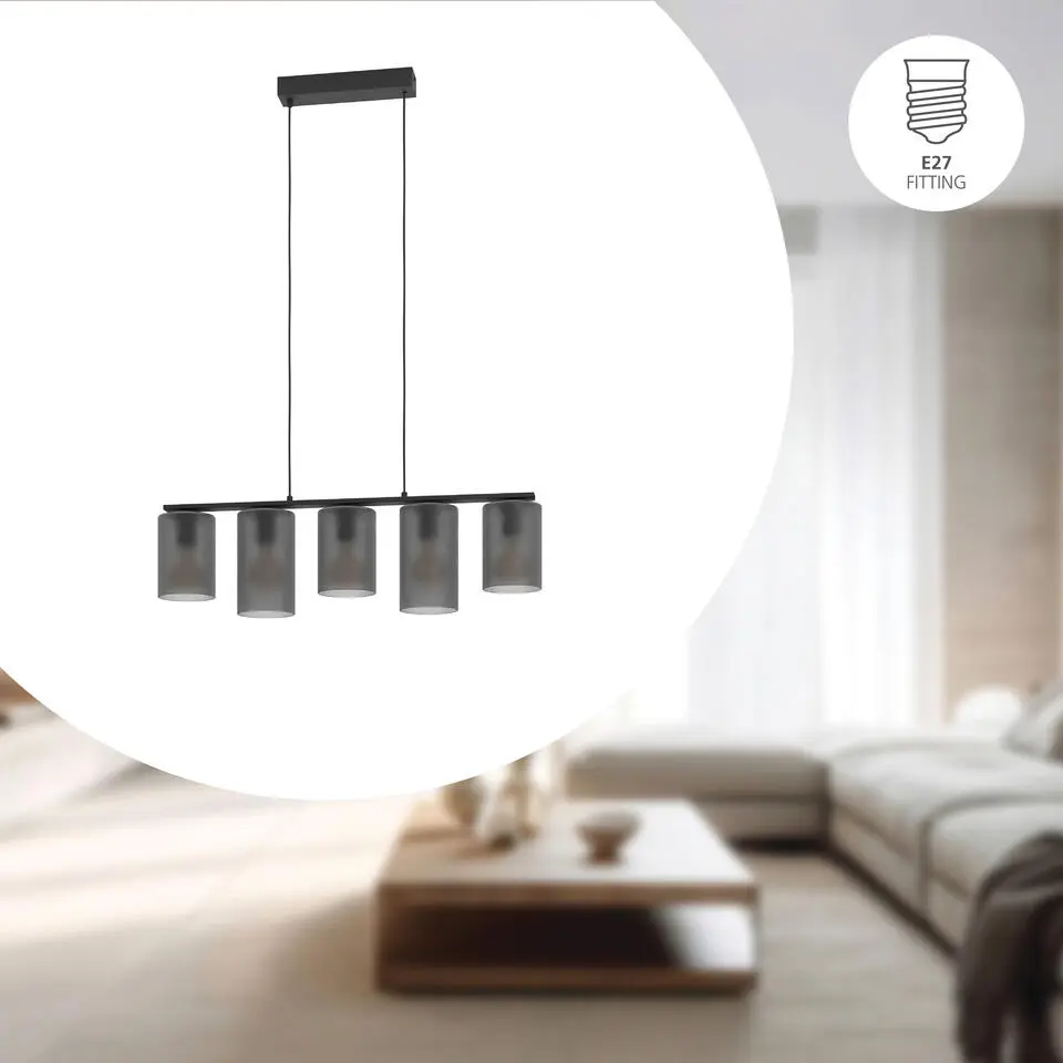 EGLO Colomera Hanglamp - E27 - 80 cm - Zwart/Mat Grijs