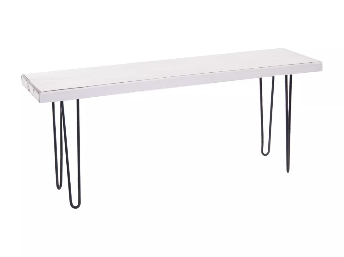 BANC Bohle 120 Bois massif en acajou, pieds en métal 06 weiß-landhaus