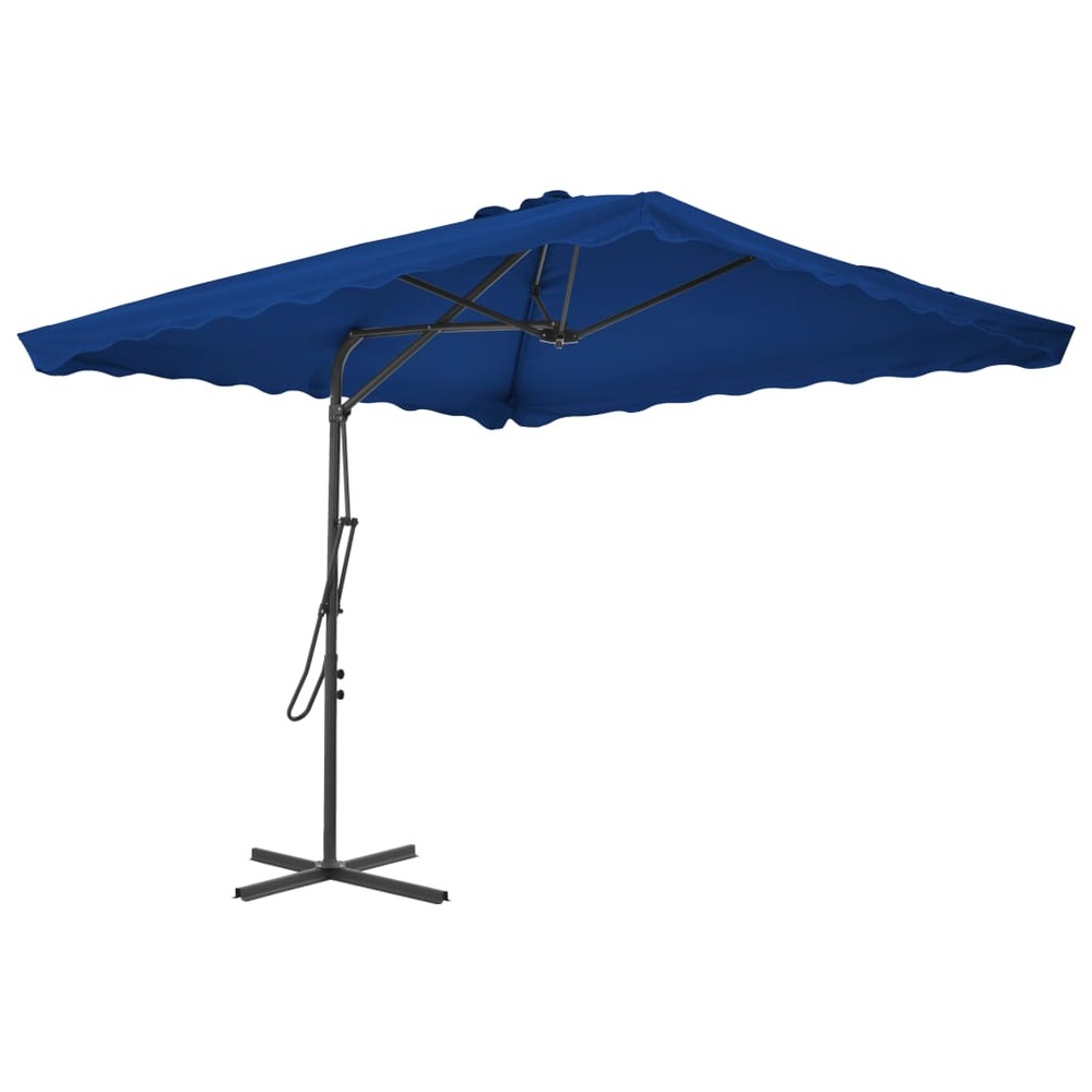 Parasol d'extérieur avec mât en acier 250 x 250 x 230 cm bleu