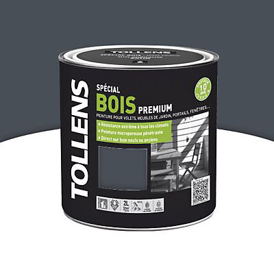 Peinture extérieure bois premium gris anthracite satin Tollens 2L
