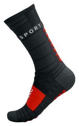 Chaussettes Compressport Pro Racing Socks Winter Run Noir/Rouge