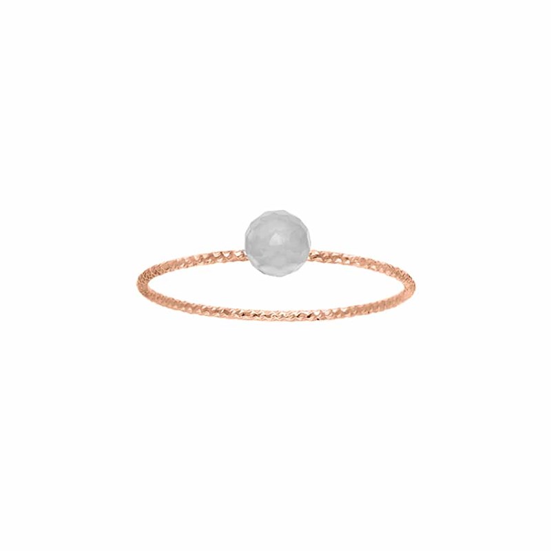 Bague Argent Rose Perle Fixe Pierre De Lune Grise